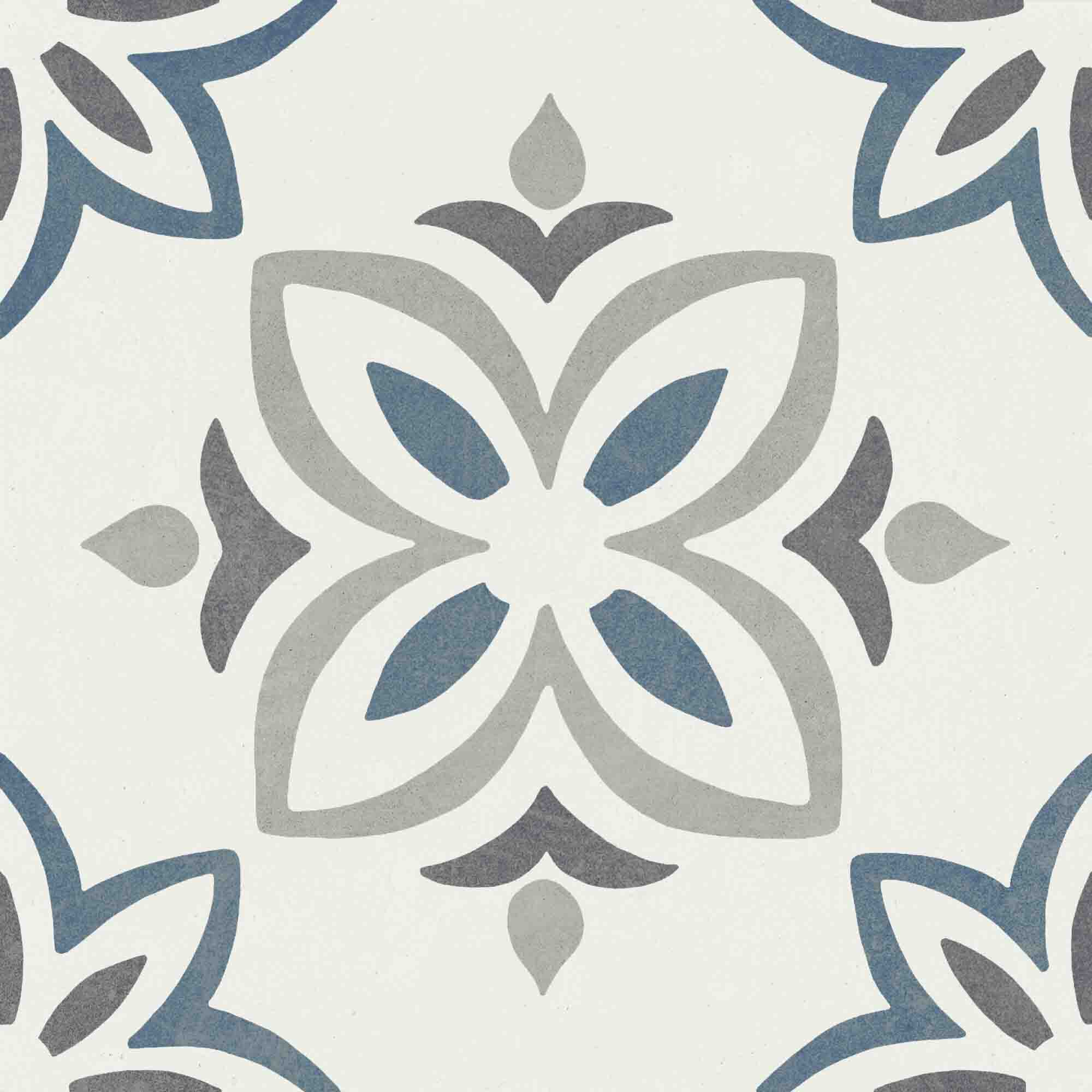 provenza blue bloom pattern porcelain tile 22x22cm matt