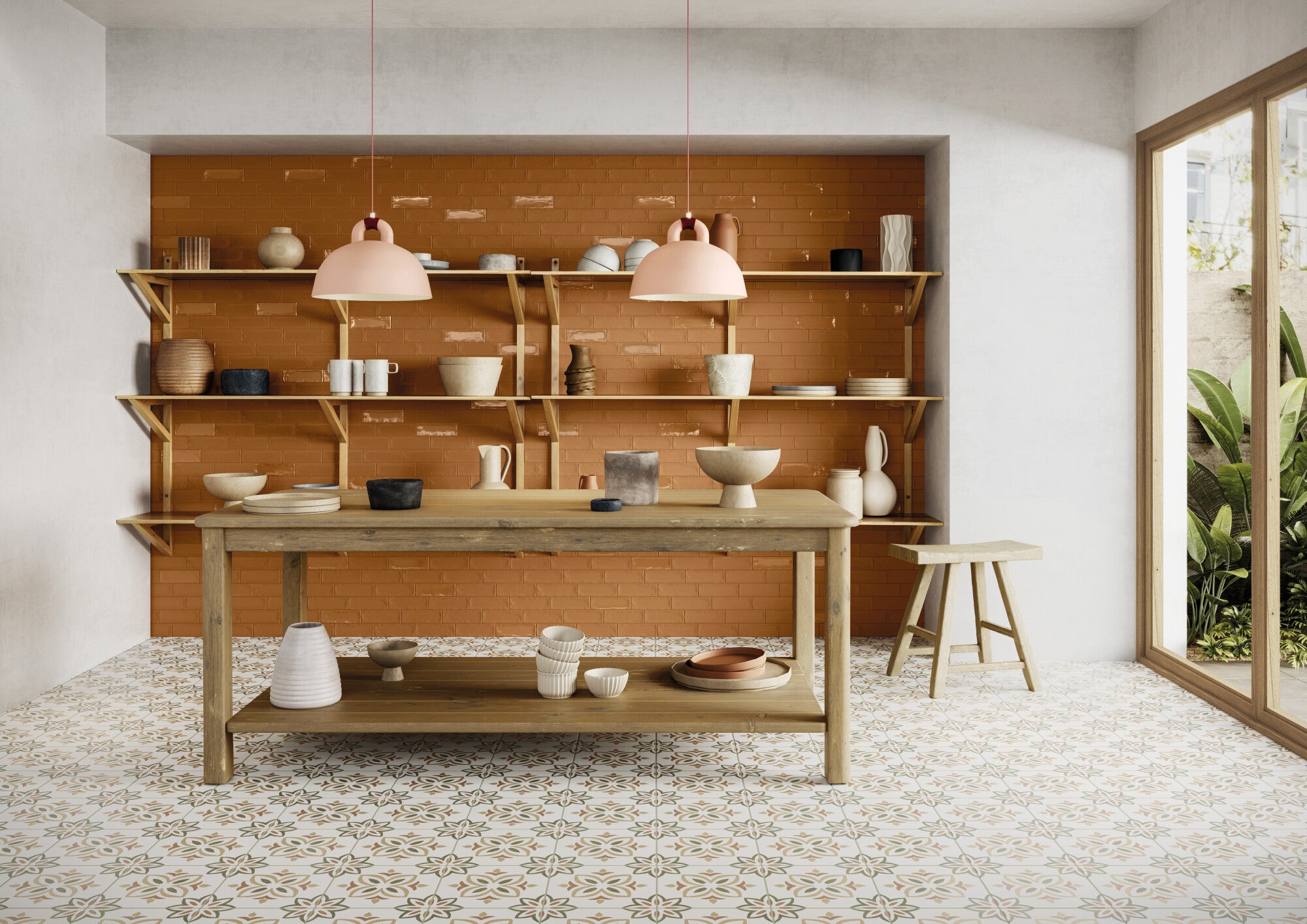 Provenza Green Bloom Pattern Porcelain Tile 22x22cm Matt