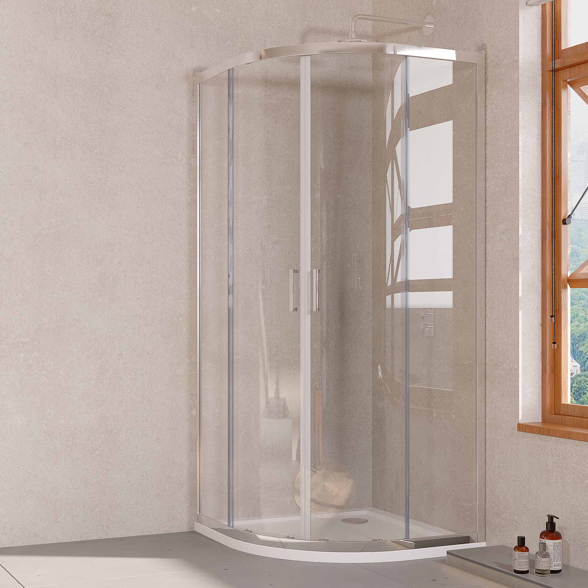 quadrant double door sliding shower door chrome