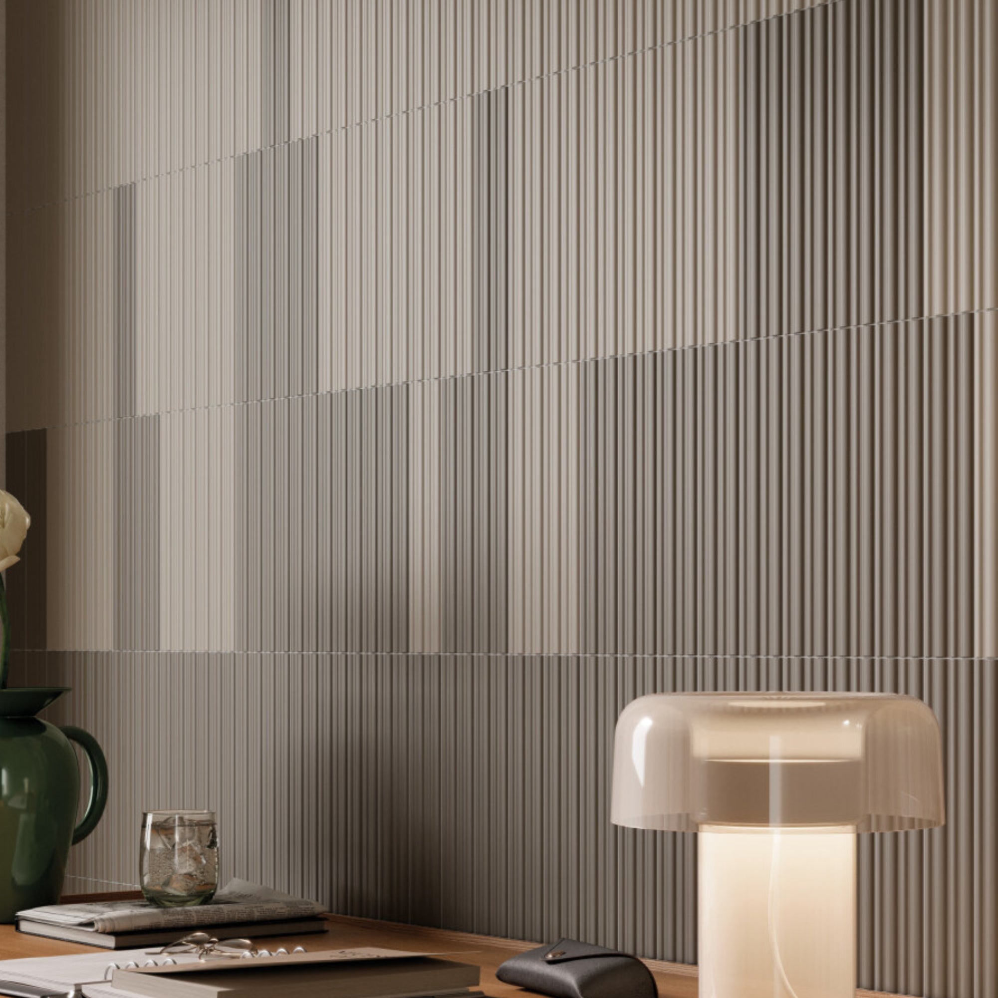 rainbow taupe ribbed decor wall tile 5x25cm matt deluxe bathrooms