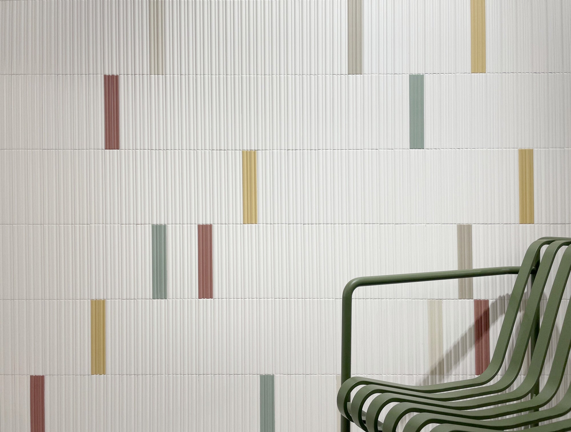 harmony rainbow white ribbed decor wall tile 5x25cm matt