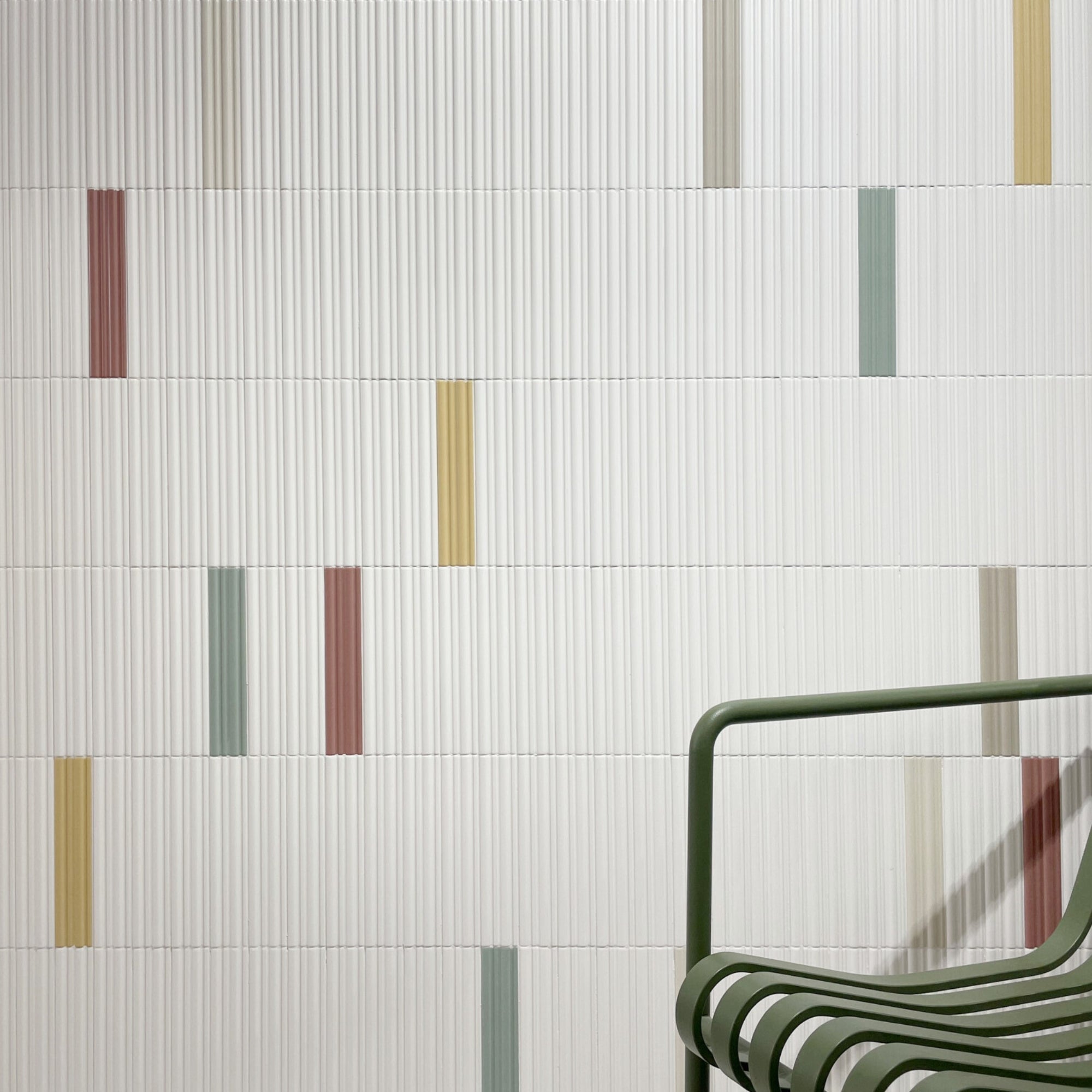harmony rainbow white ribbed decor wall tile 5x25cm matt