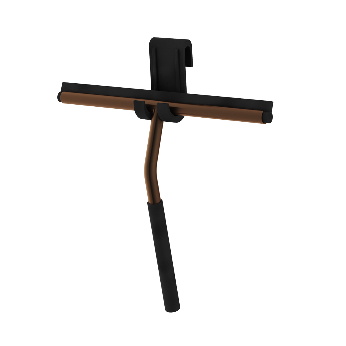 Premium bathroom shower glass squeegee in brushed bronze finish with ergonomic handle design. Supplied by Deluxe Bathrooms.
