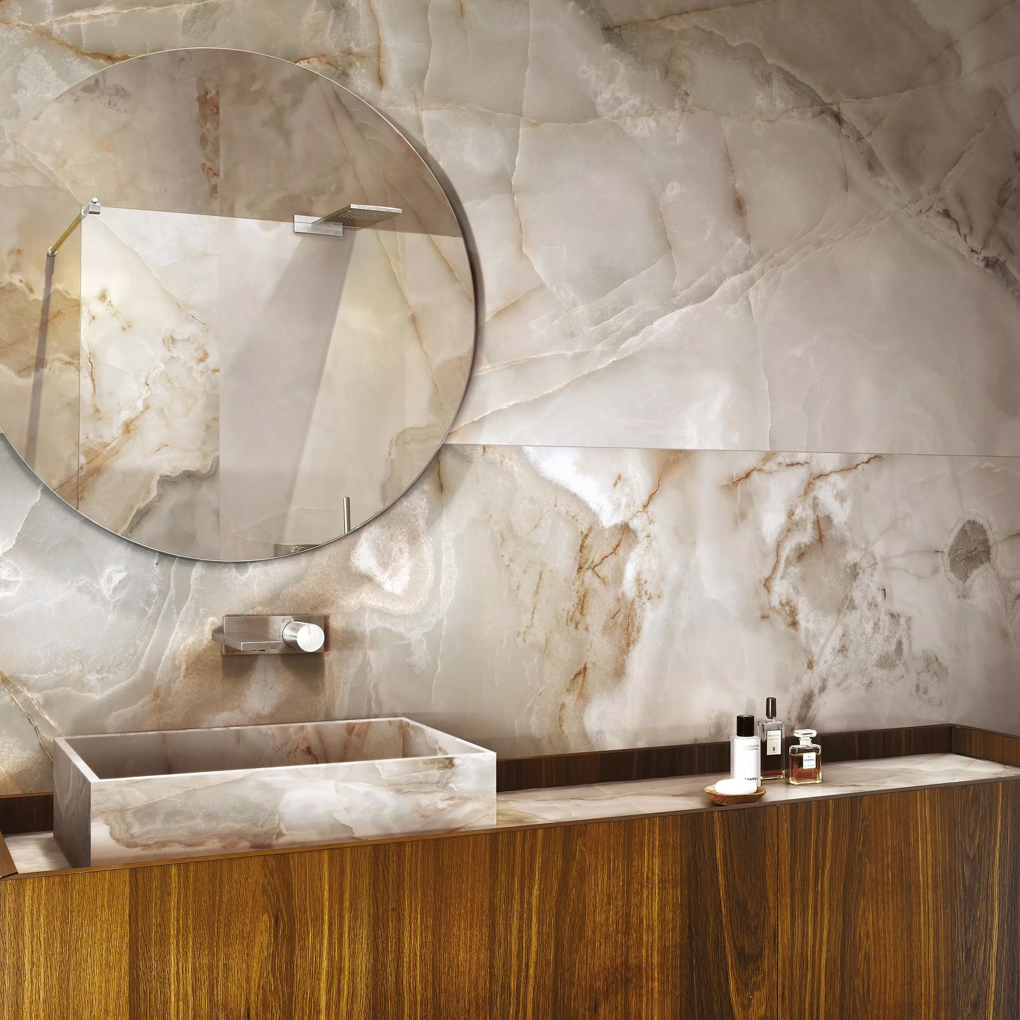 Rêves Noisette Onyx Effect Porcelain Tile 60x120cm Matt
