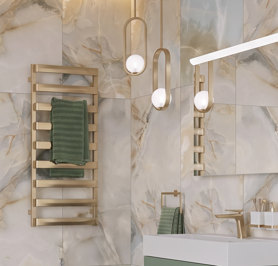Rêves Noisette Onyx Effect Porcelain Tile 60x120cm Gloss