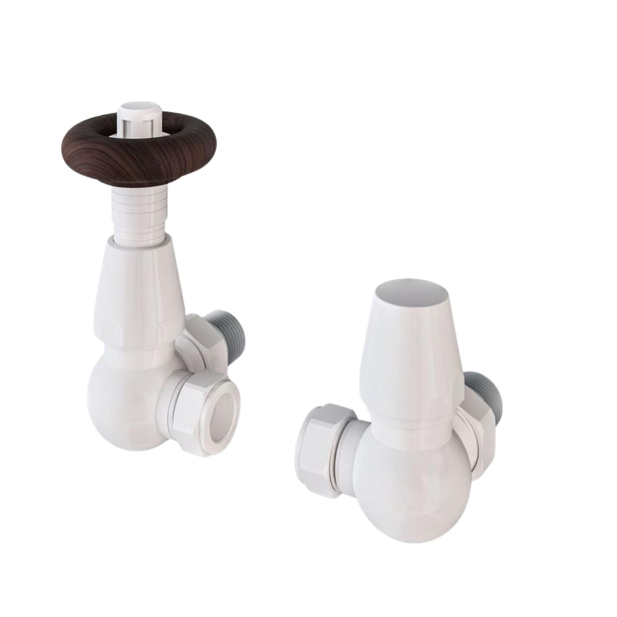 Rivassa Thermostatic Corner Radiator Valves with Lockshield Gloss Deluxe Bathrooms