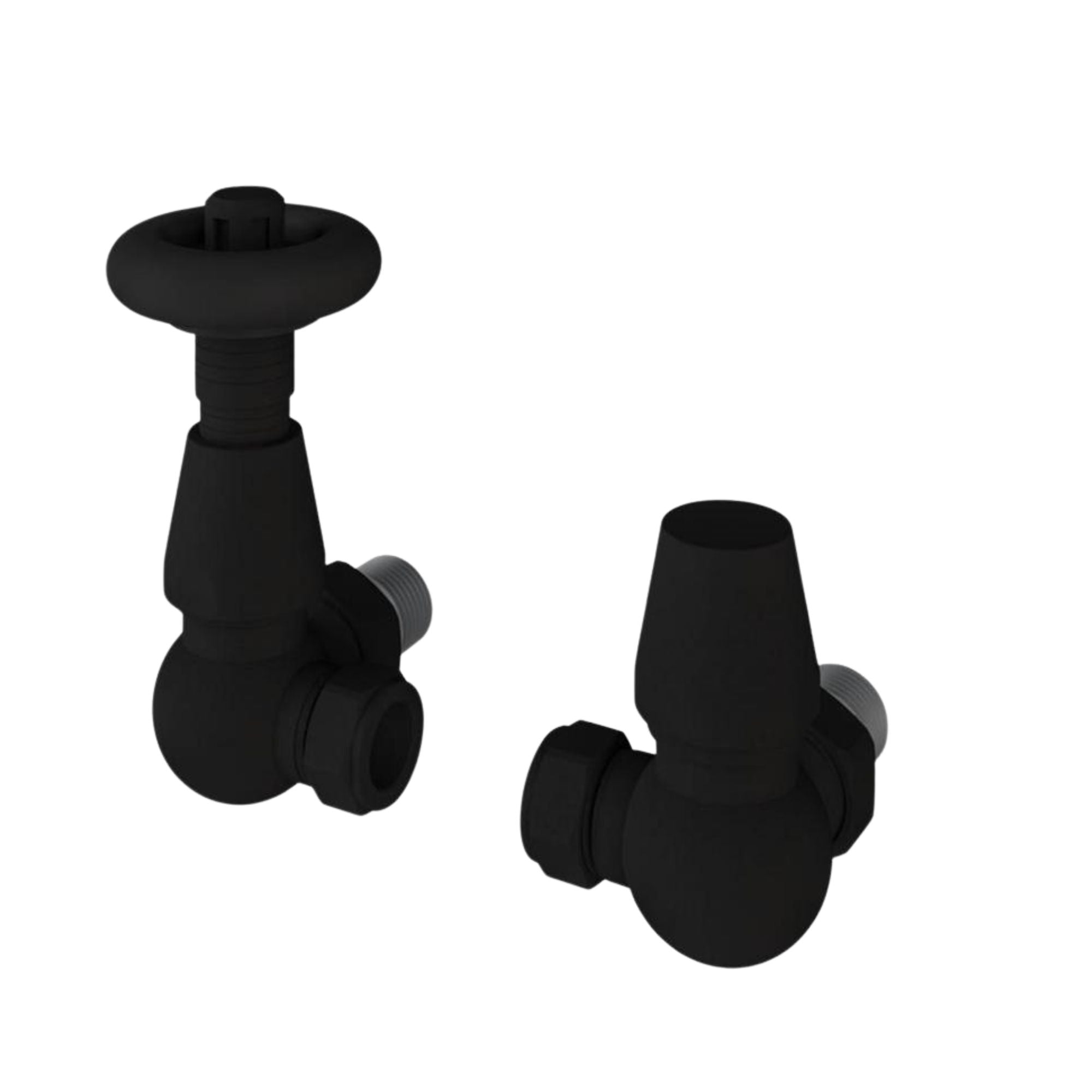 Rivassa Thermostatic Corner Radiator Valves Matt Black with Lockshield Deluxe Bathrooms