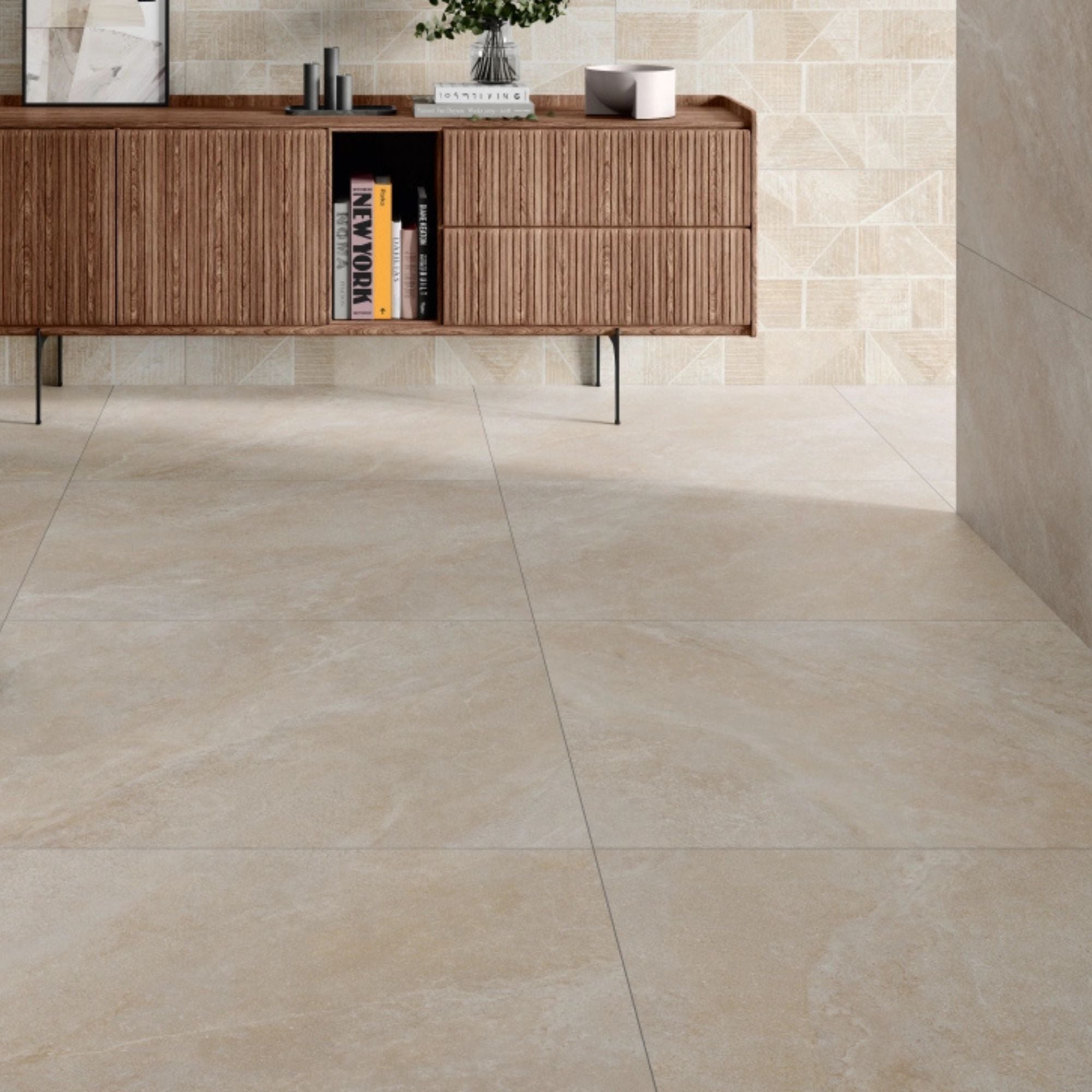 Rodea Ivory Stone Effect Porcelain Tile 60x60cm Matt Deluxe Bathrooms