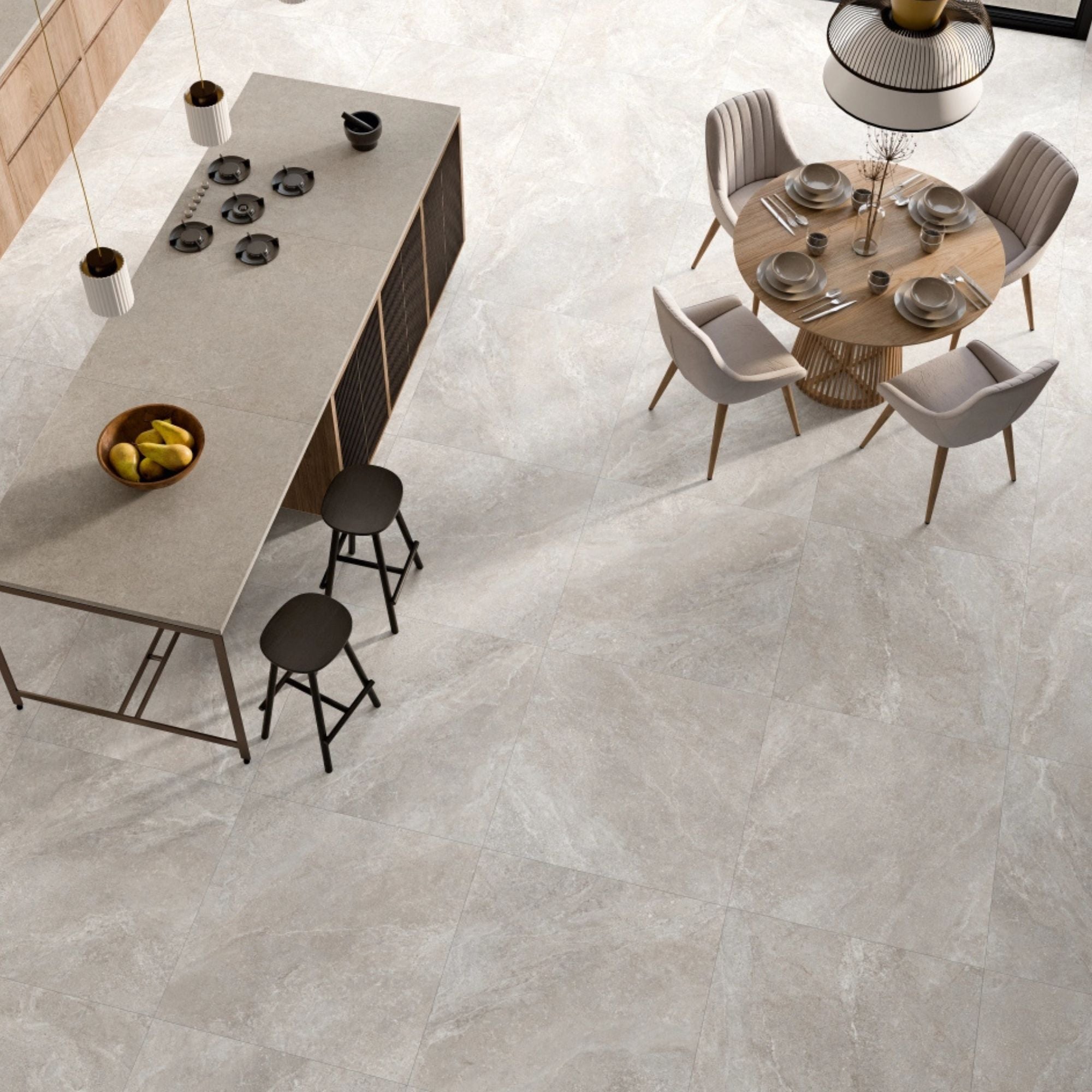 Rodea Pearl Stone Effect Porcelain Tile 60x60cm Matt Deluxe Bathrooms