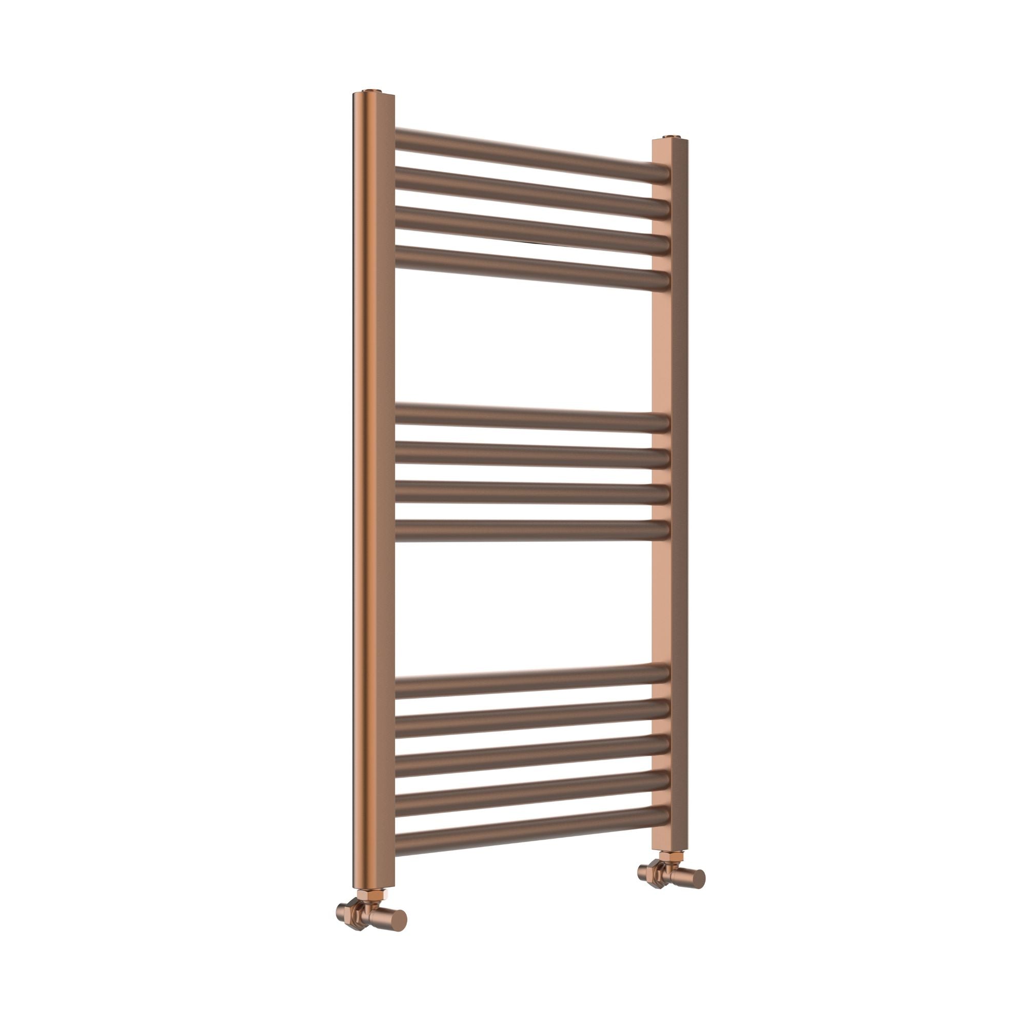 Soho brushed bronze Towel radiator 800x500mm on a white background deluxe bathrooms
