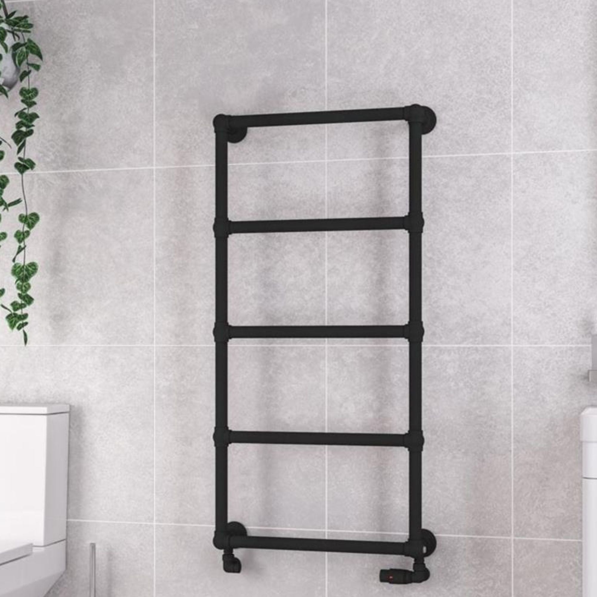 Stour Traditional Heated Towel Rail - Matt Black