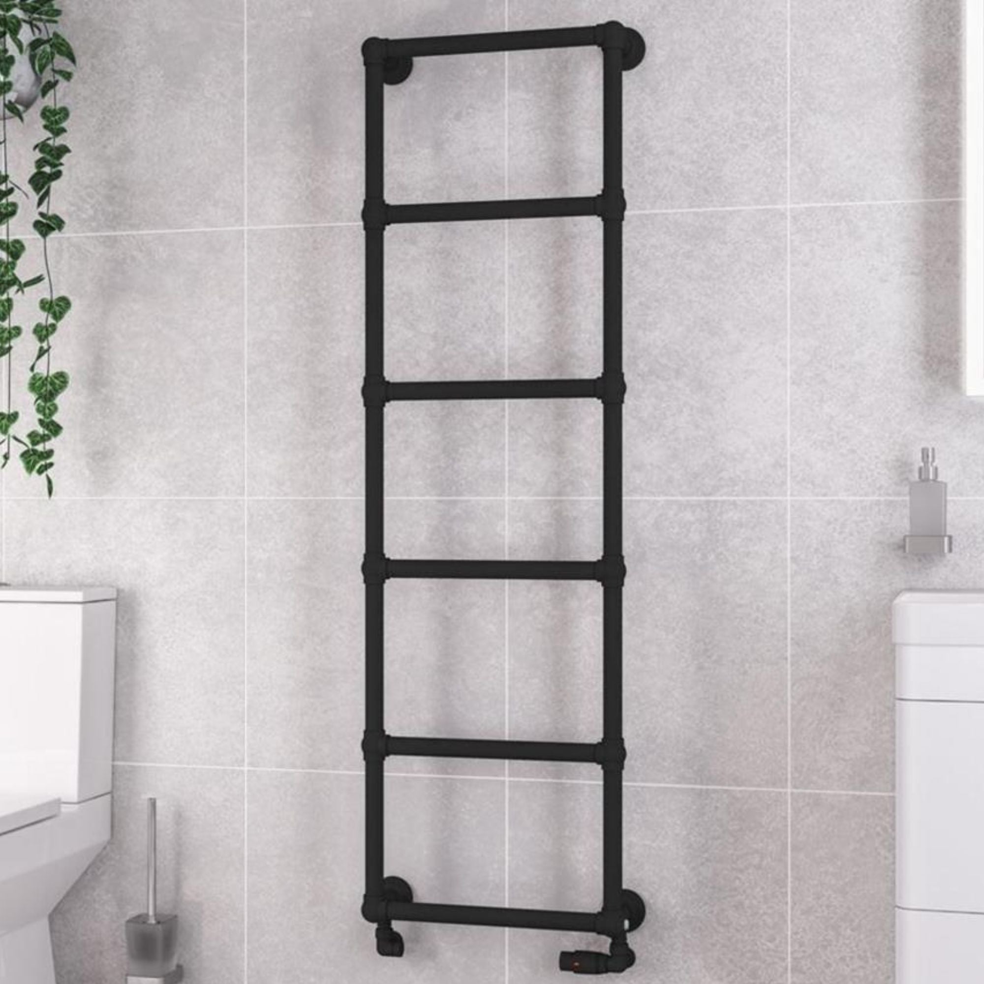 Stour Traditional Heated Towel Rail - Matt Black