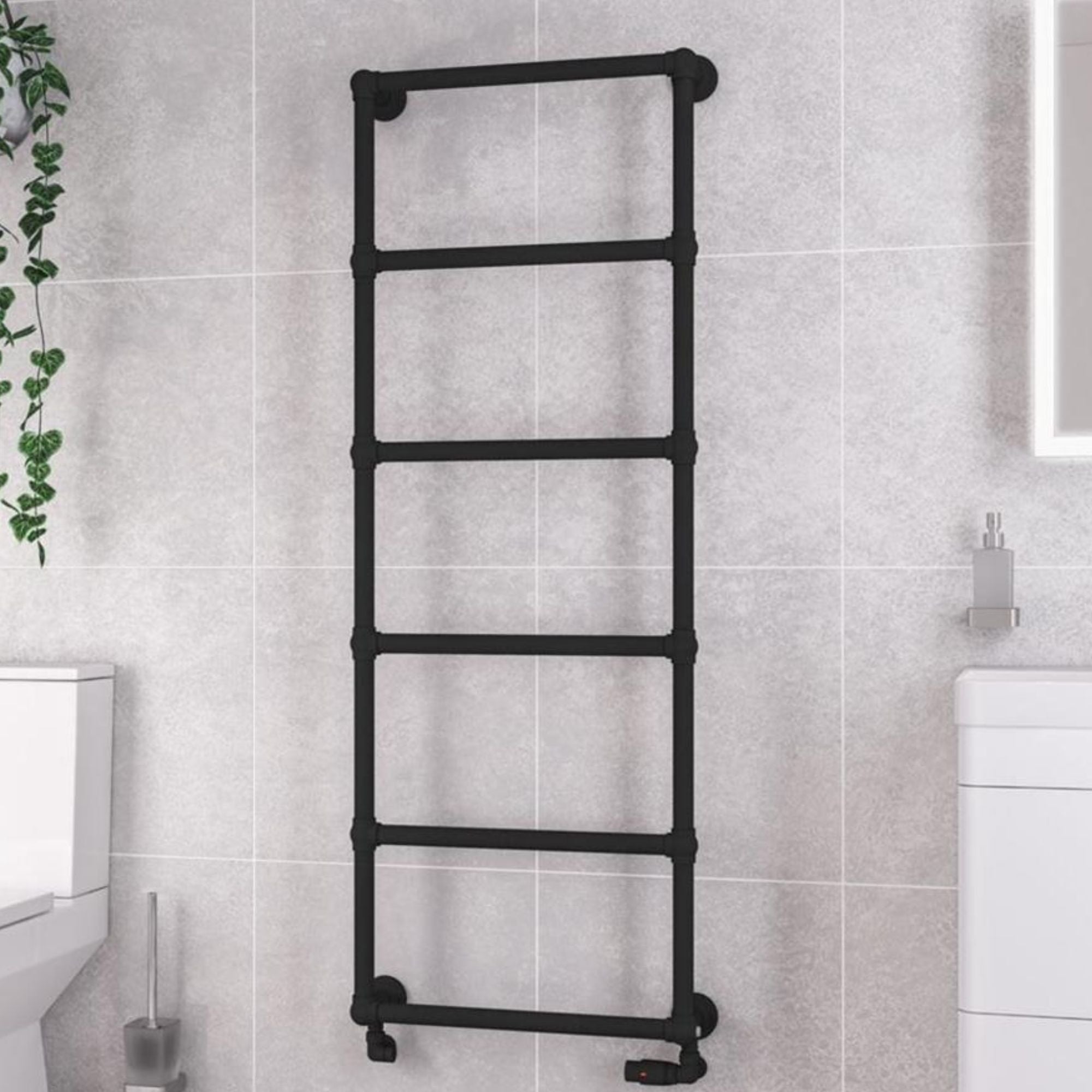 Stour Traditional Heated Towel Rail - Matt Black