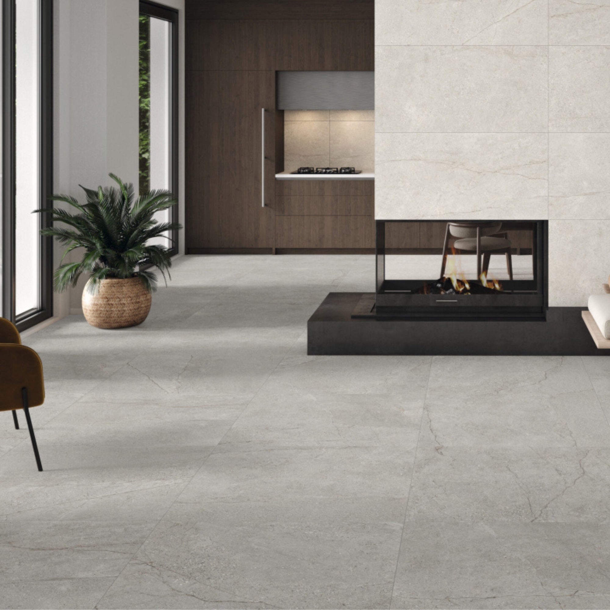 Summary Grey Stone Effect Porcelain Tile 100x100cm Matt