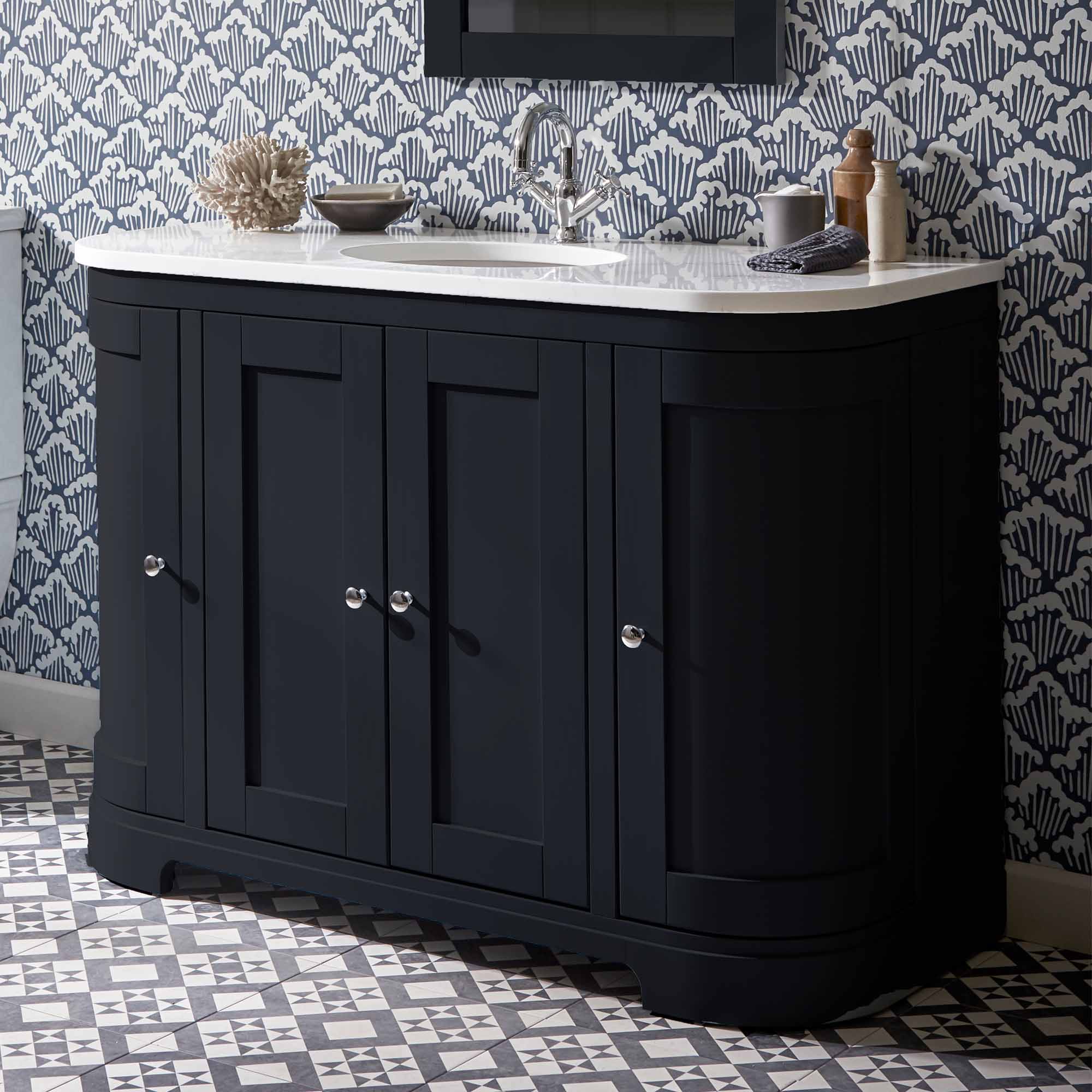 tavistock lansdown 200mm curved vanity unit single basin matt black
