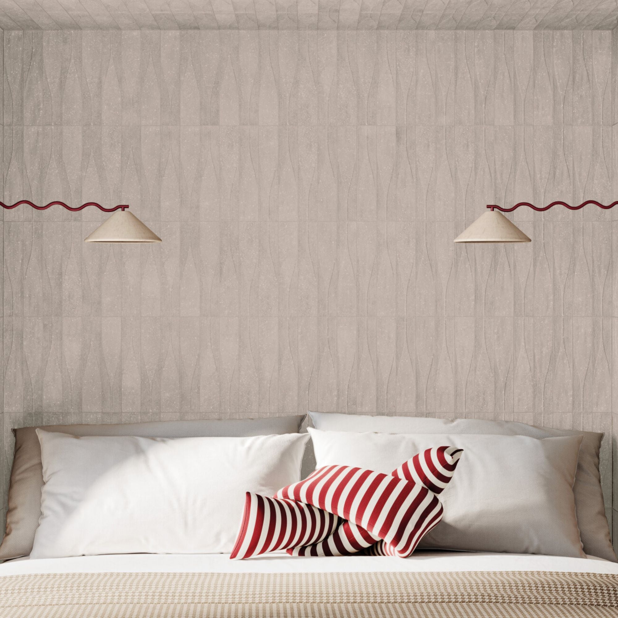 Trace Waves Taupe Decor Wall Tile 6x30cm Matt Deluxe Bathrooms