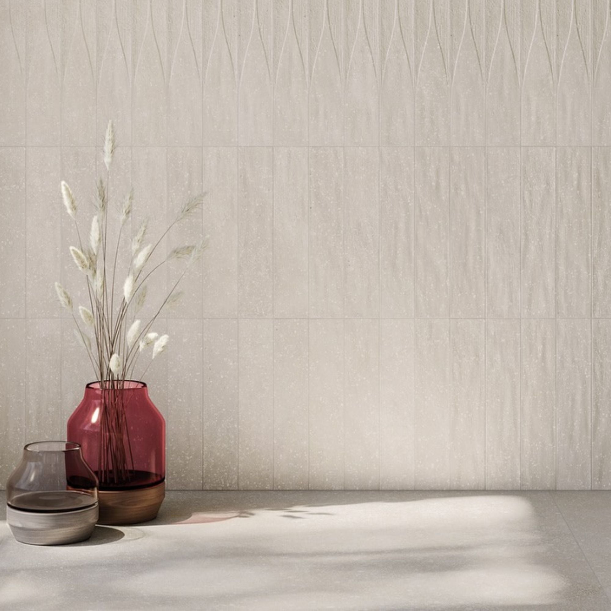 Trace White Plain Porcelain Tile 6x30cm Matt at Deluxe Bathrooms