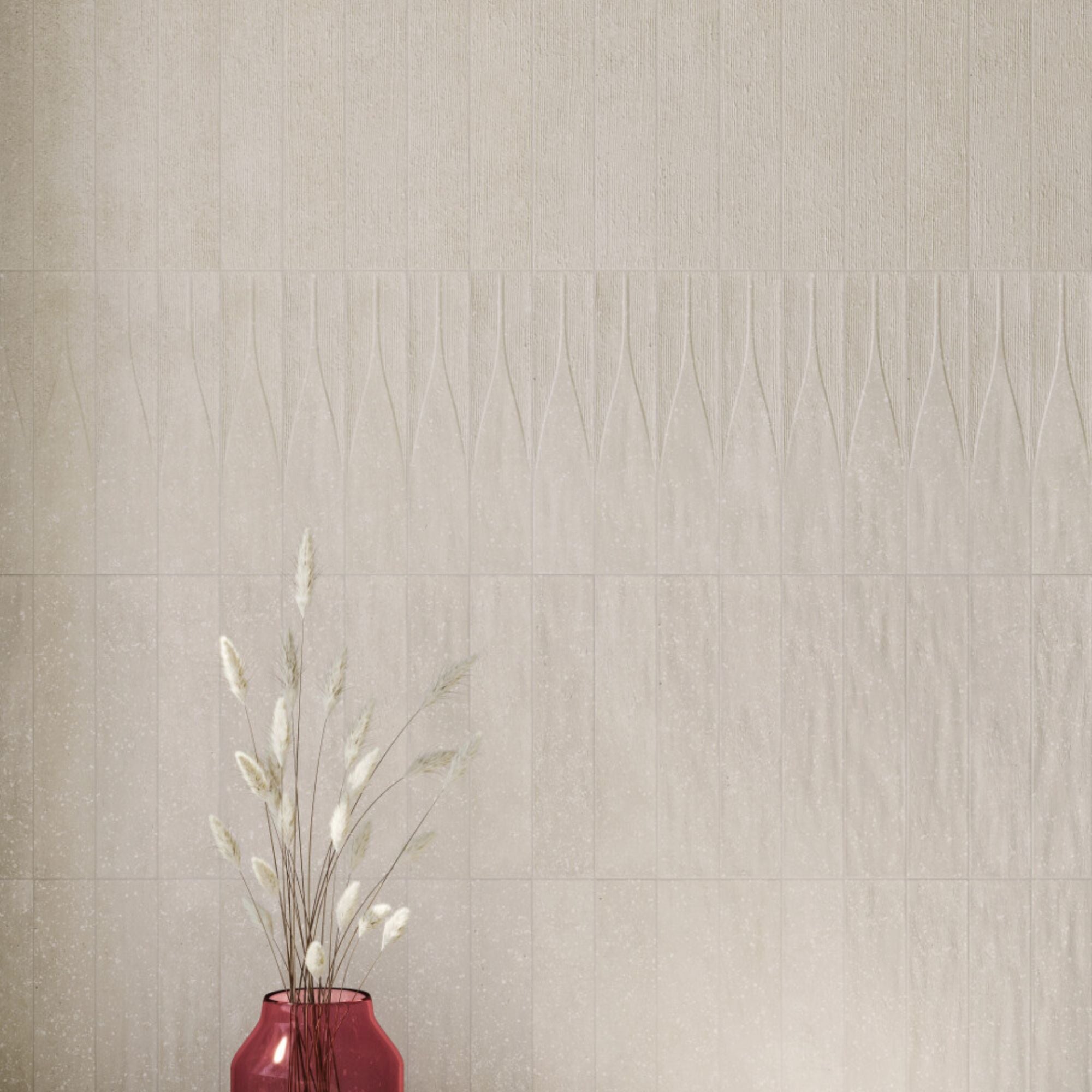 Trace White Waves Decor Wall Tile 6x30cm Matt Deluxe Bathrooms