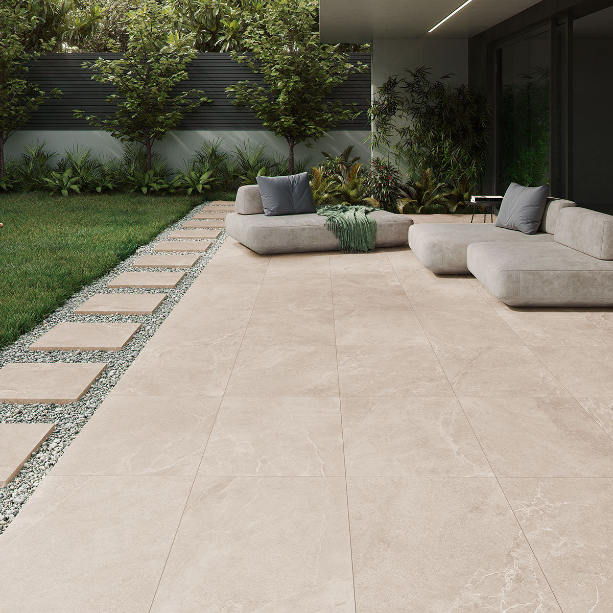 Valencia Sand 20mm Stone-Effect Outdoor Porcelain Tile 59x90cm