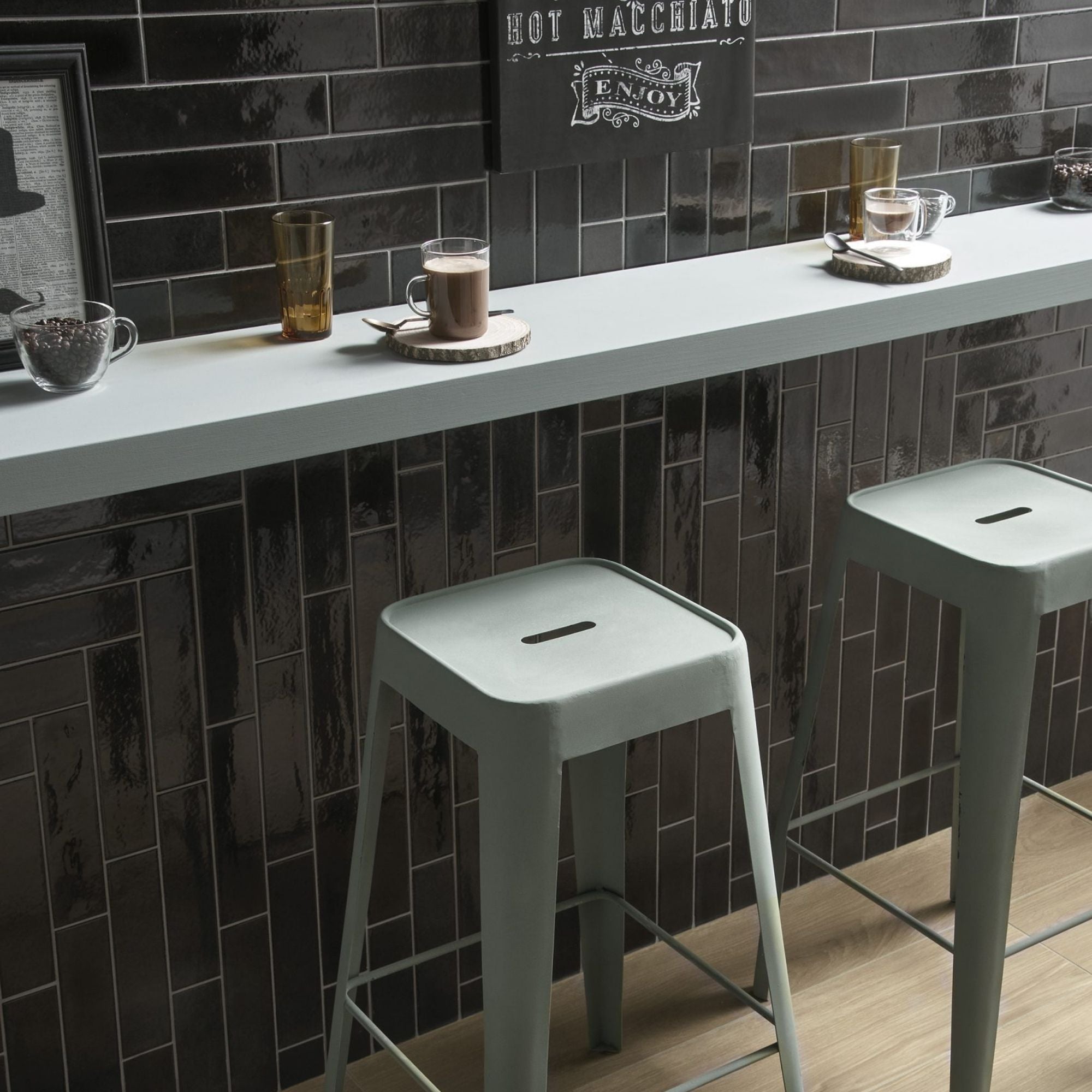 my art nero 6x25cm wall tile in glossy finish deluxe bathrooms