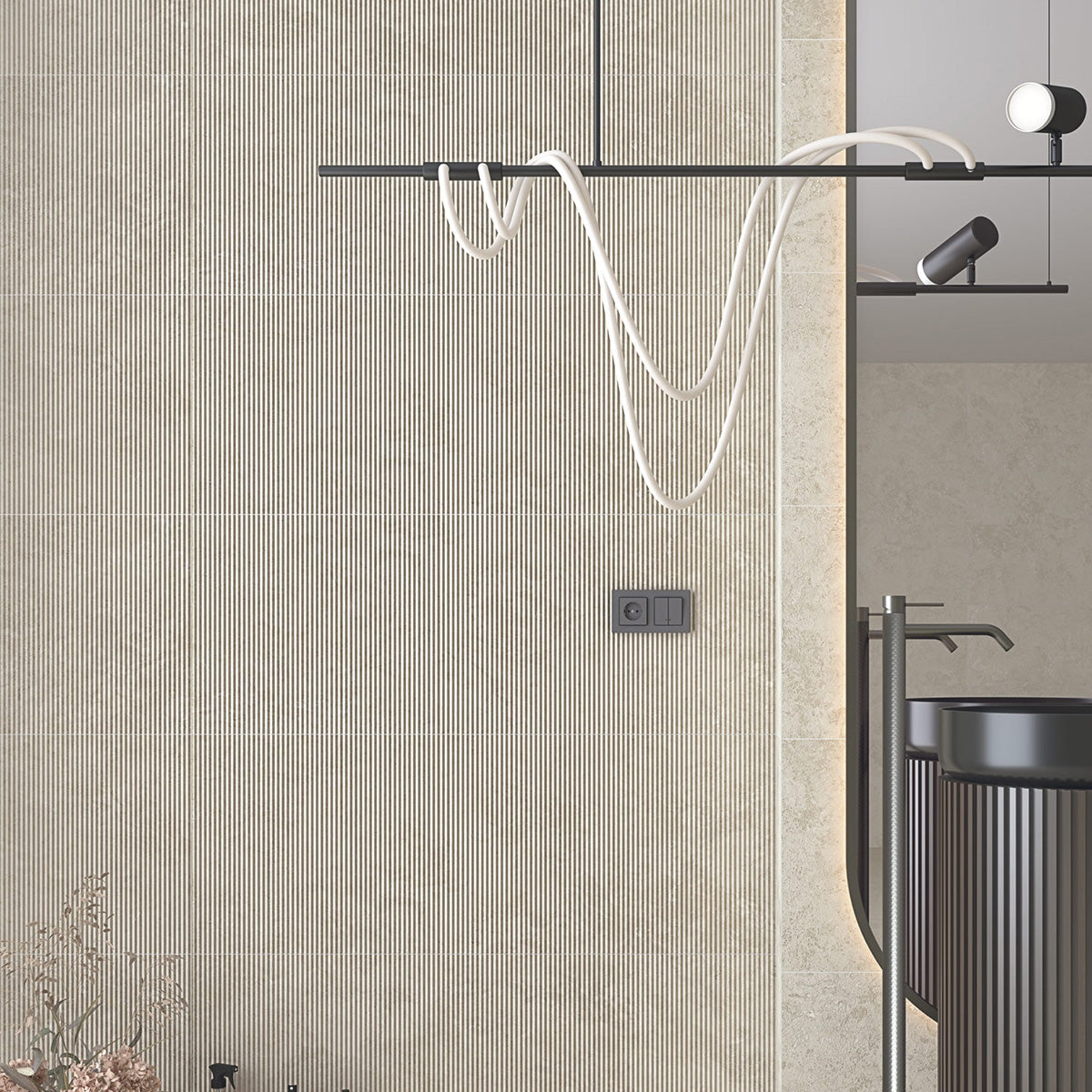 vives chelsea r-bone fluted stone effect ceramic decor wall tile 45x100cm matt