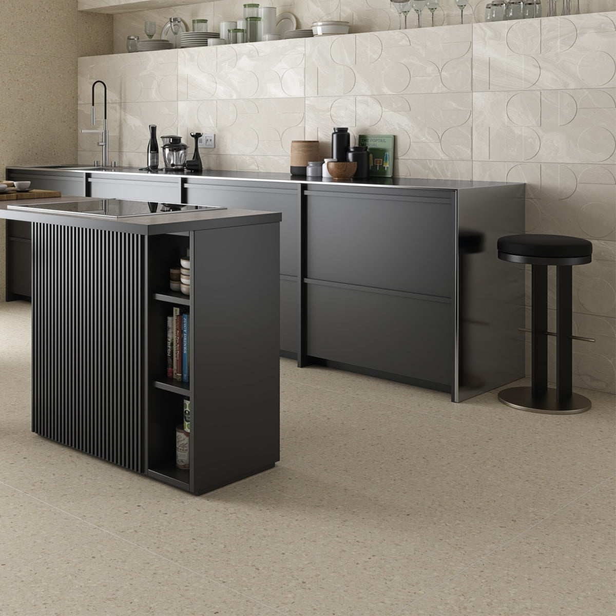Vives Niza Beige Terrazzo Effect Porcelain Tile 80x80cm Matt Lifestyle Image