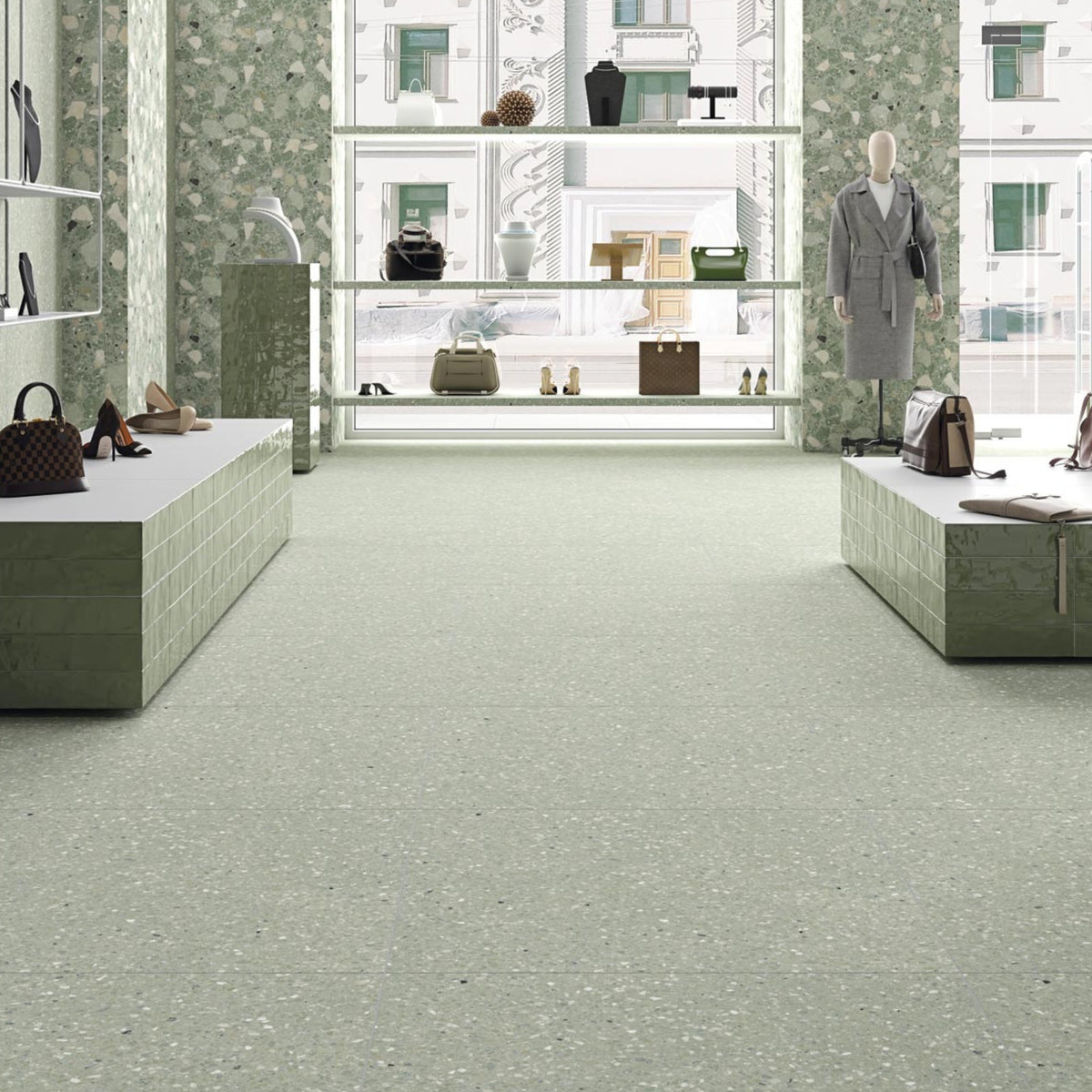 Vives Niza Verde Terrazzo Effect Porcelain Tile 80x80cm Matt