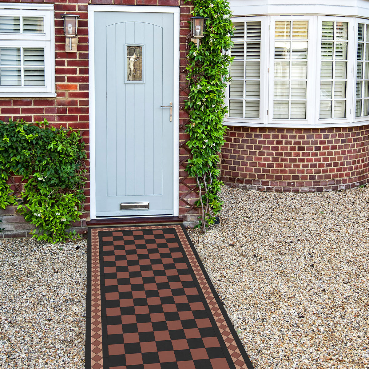 Classic Victorian Klinker and black Porcelain Tile 10x10cm Matt a at porch