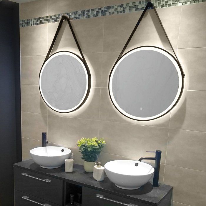 HiB Solstice Black Frame LED Illuminated Mirror With Demister Pad