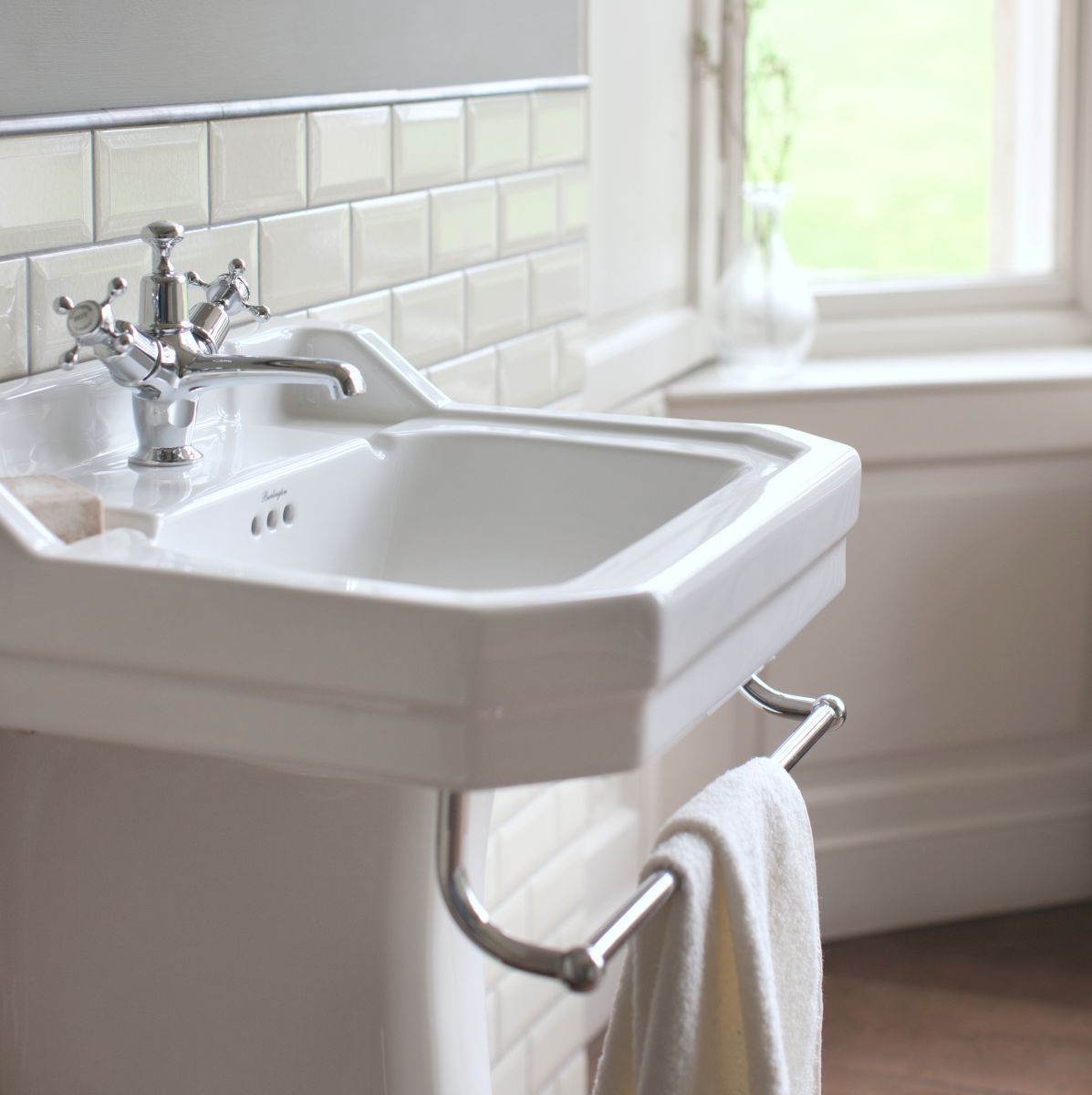 Burlington Edwardian Rectangular White Basin With Standard Pedestal Deluxe Bathrooms Ireland
