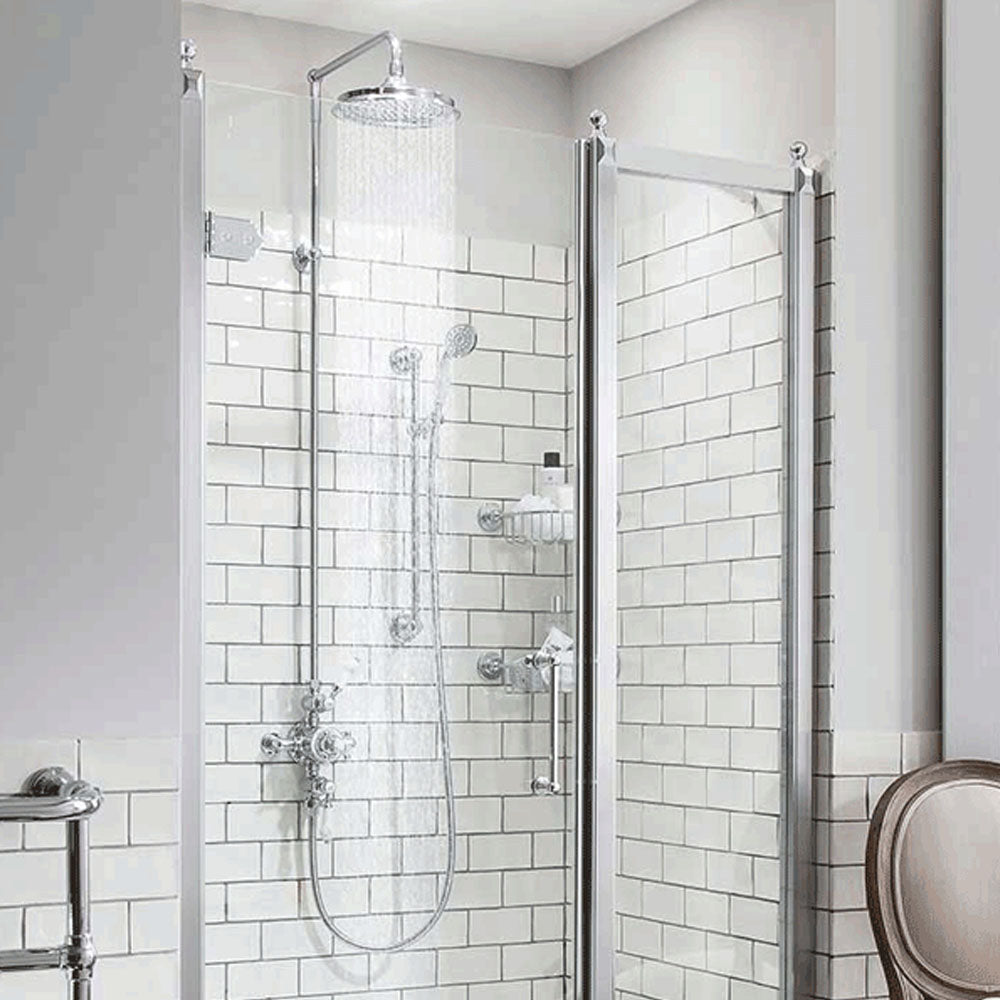Burlington Avon Thermostatic Dual Outlet Valve With Rigid Riser and Shower Set With Overhead Deluxe Bathrooms Ireland
