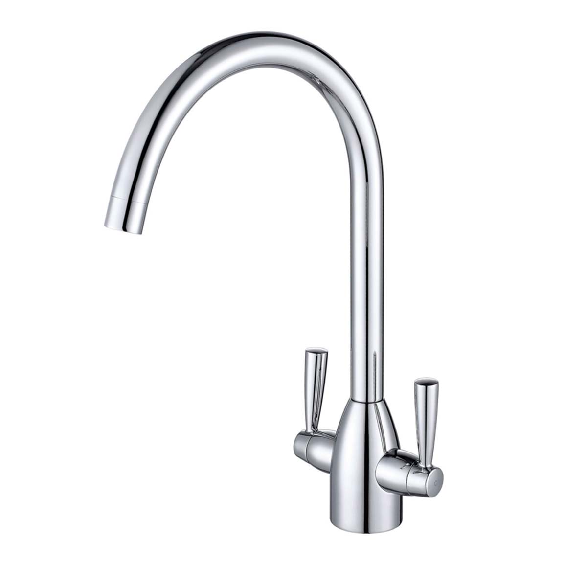 Alpine Baretti Dual Lever Kitchen Mixer Tap with Swivel Spout - Chrome