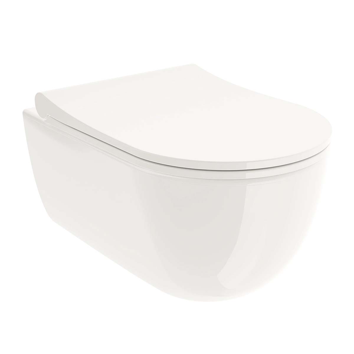 Amalfi Rimless Wall Hung WC Pan With Soft Close Toilet Seat - Gloss White