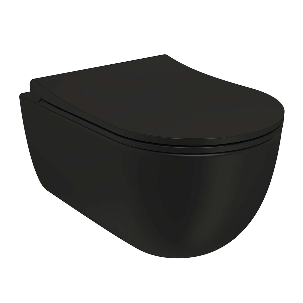 Amalfi Rimless Wall Hung WC Pan With Soft Close Toilet Seat - Matt Black
