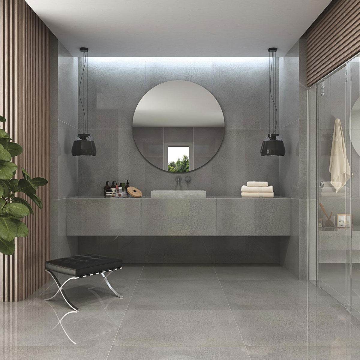 Cliff Greige Stone Effect Porcelain Tile 80x80cm Matt