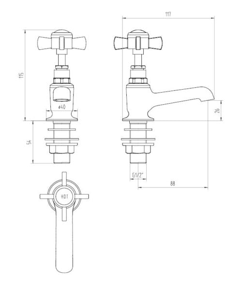 Ailesbury Traditional Basin Pillar Taps