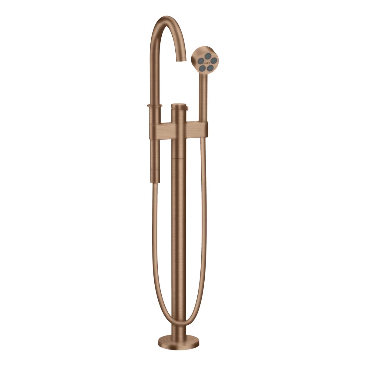 Axor One Floorstanding Bath Shower Mixer With Handset Brushed Red Gold