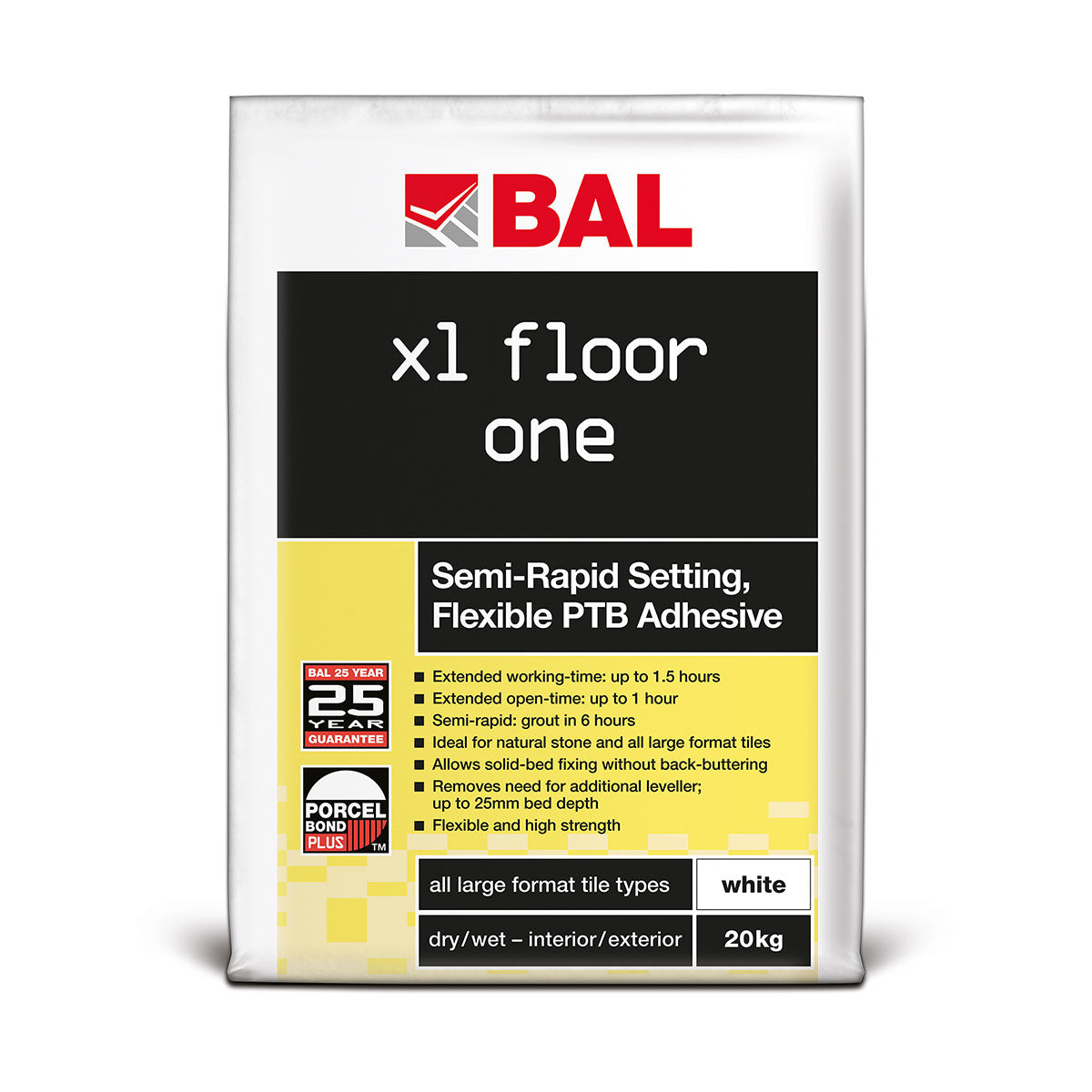 BAL XL Floor One Rapid Flexible Tile Adhesive White 20kg