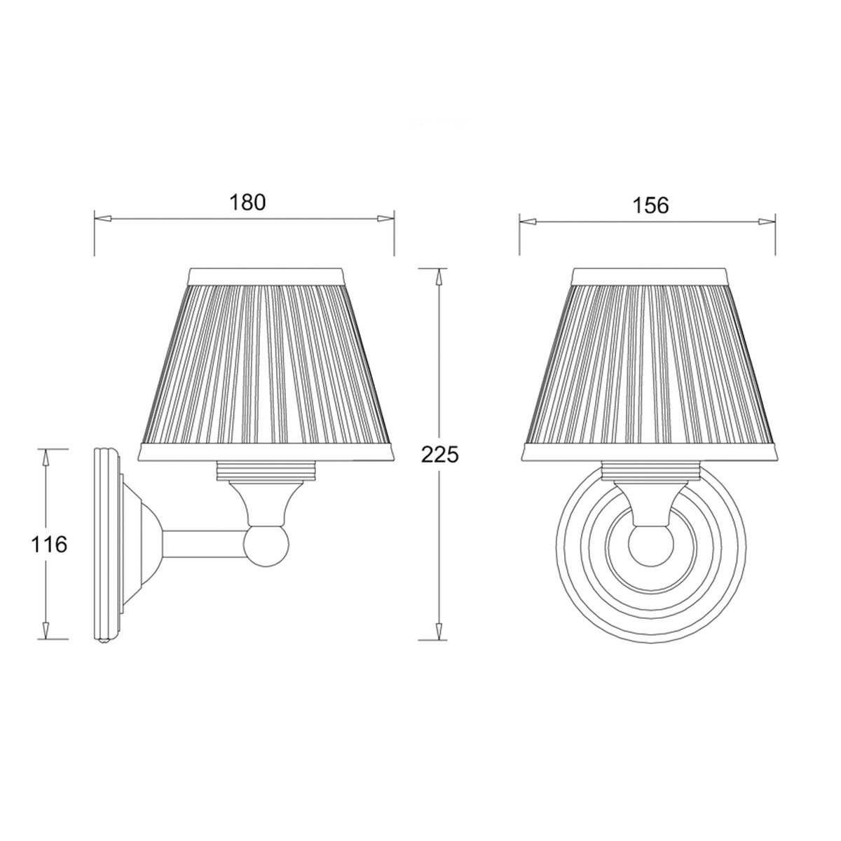 Burlington Bathroom Round Wall Light with Chrome Base & Silver Chiffon Shade Deluxe Bathrooms Ireland