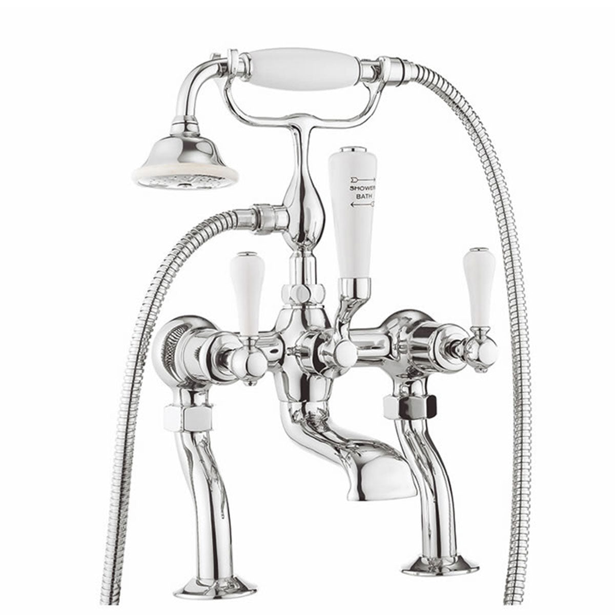 Crosswater Belgravia Lever Bath Shower Mixer With Handheld Kit - Chrome