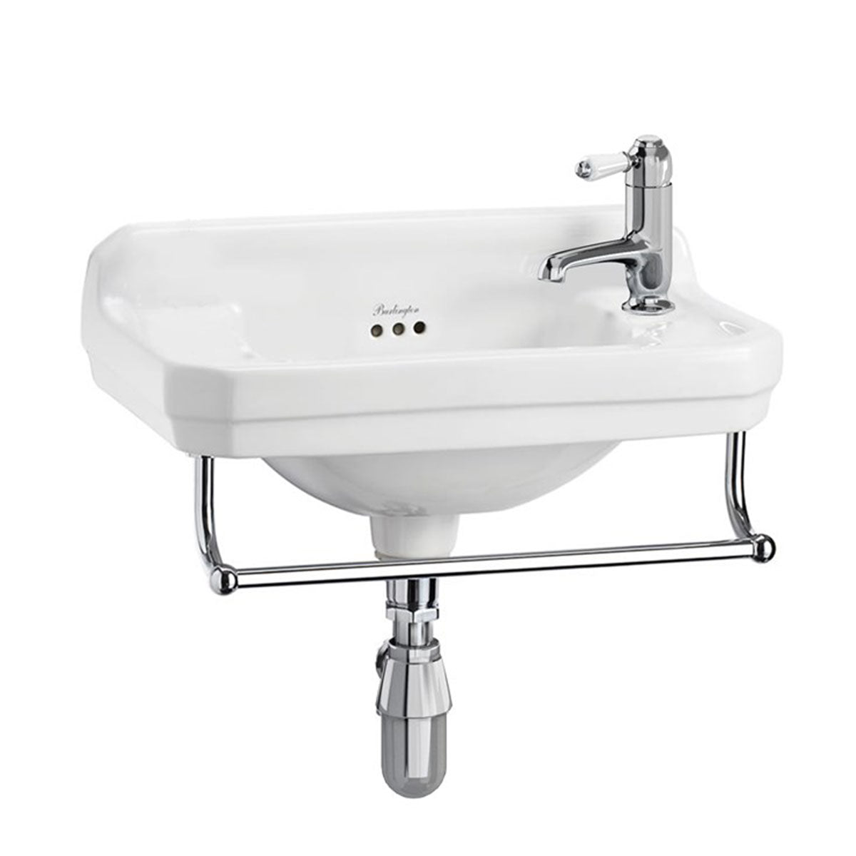 Burlington Edwardian 510 Cloakroom Washbasin Rectangular 1 Tap Right Towel Rail Deluxe Bathrooms Ireland