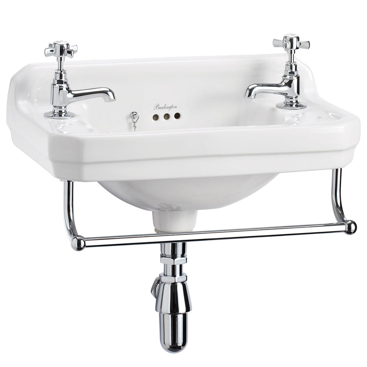 Burlington Edwardian 510 Cloakroom Washbasin Rectangular 2 Taps Towel Rail Deluxe Bathrooms Ireland