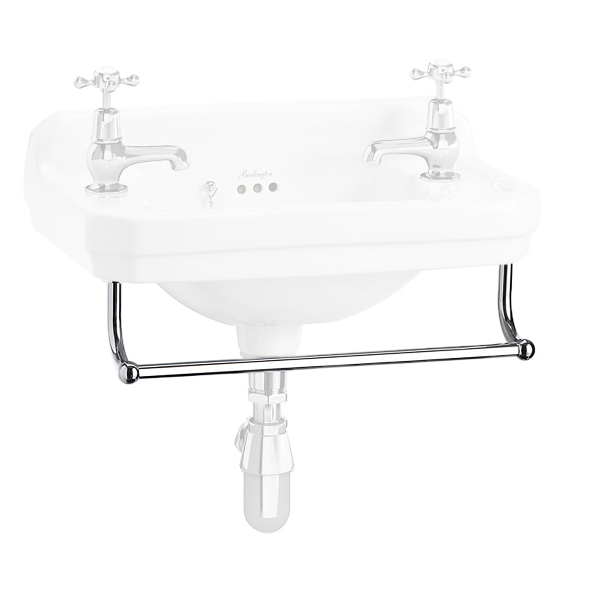 Burlington Edwardian 510 Cloakroom Washbasin Rectangular Towel Rail Isolated Deluxe Bathrooms Ireland