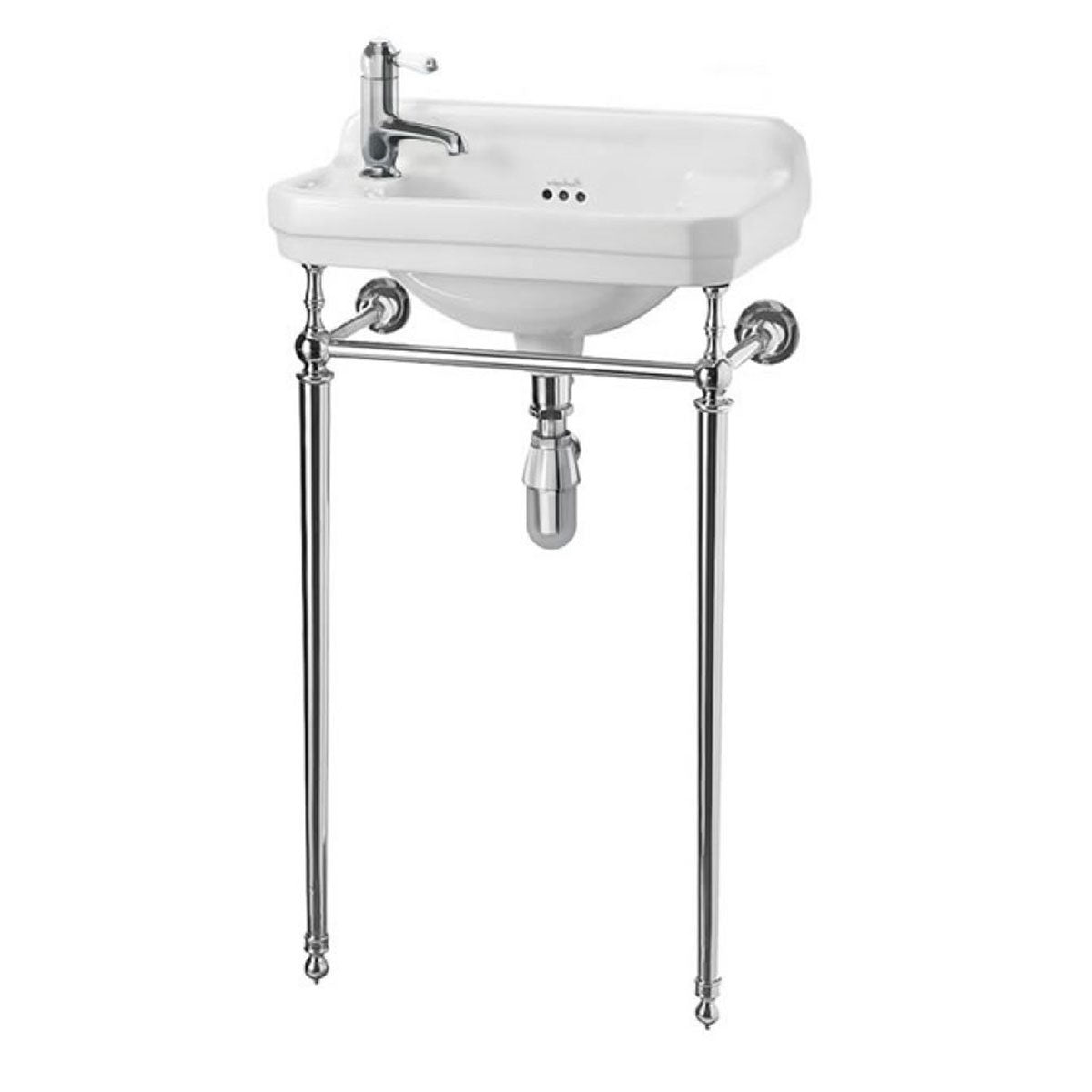 Burlington Edwardian Washstand 510 Rectangular Basin With Washstand Chrome 1 Tap Left Deluxe Bathrooms Ireland