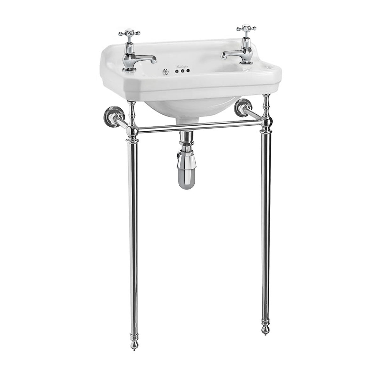 Burlington Edwardian Washstand 510 Rectangular Basin With Washstand Chrome 2 Taps Deluxe Bathrooms Ireland