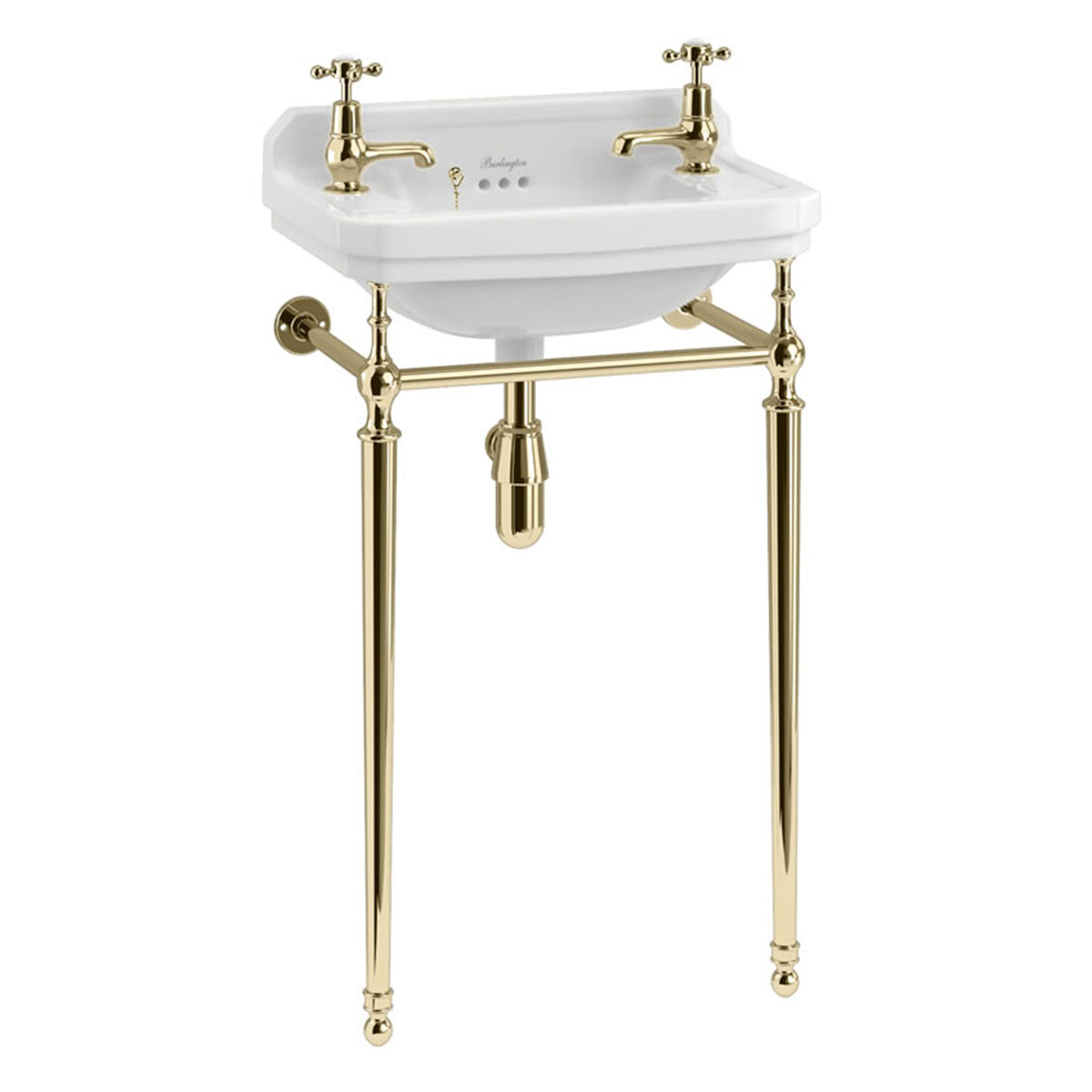 Burlington Edwardian Washstand 510 Rectangular Basin With Washstand Gold 2 Taps Deluxe Bathrooms Ireland