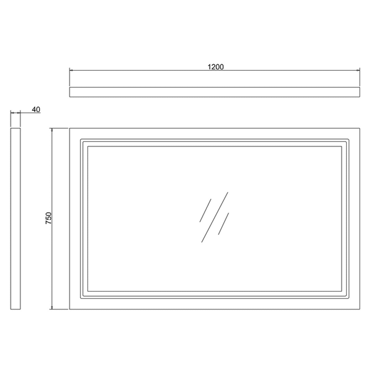 Burlington Framed LED Mirror 1200 Diagram Deluxe Bathrooms Ireland