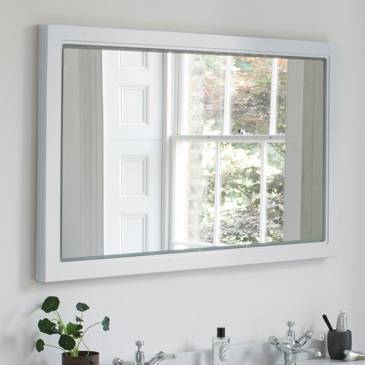 Burlington Framed LED Mirror 1200 Matt White Feature Deluxe Bathrooms Ireland