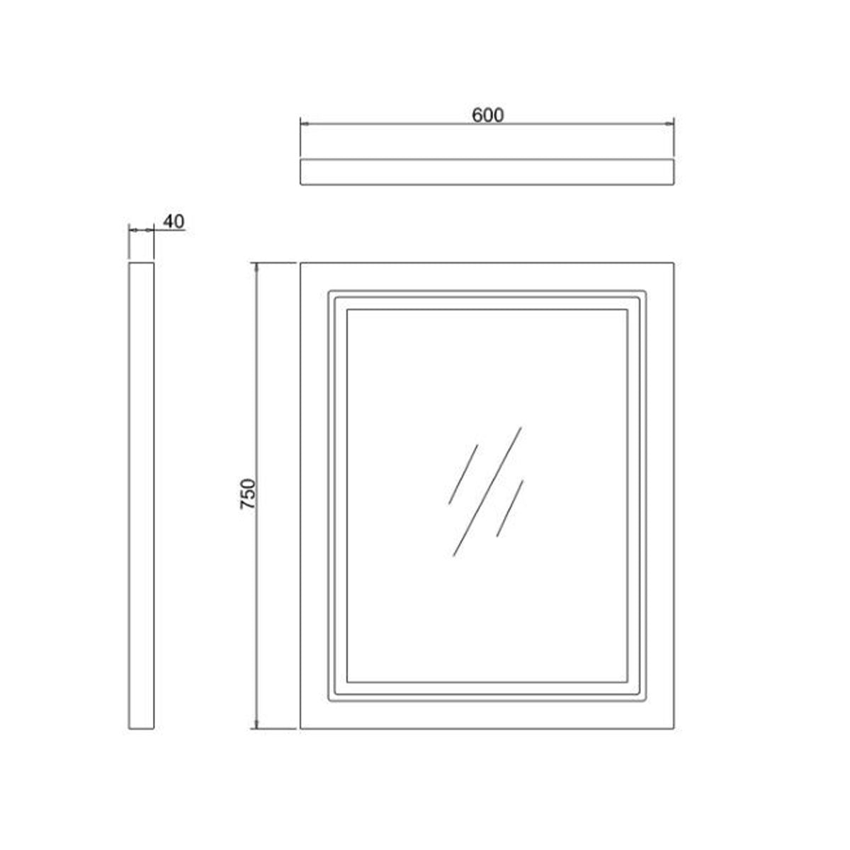 Burlington Framed LED Mirror 600 Diagram Deluxe Bathrooms Ireland