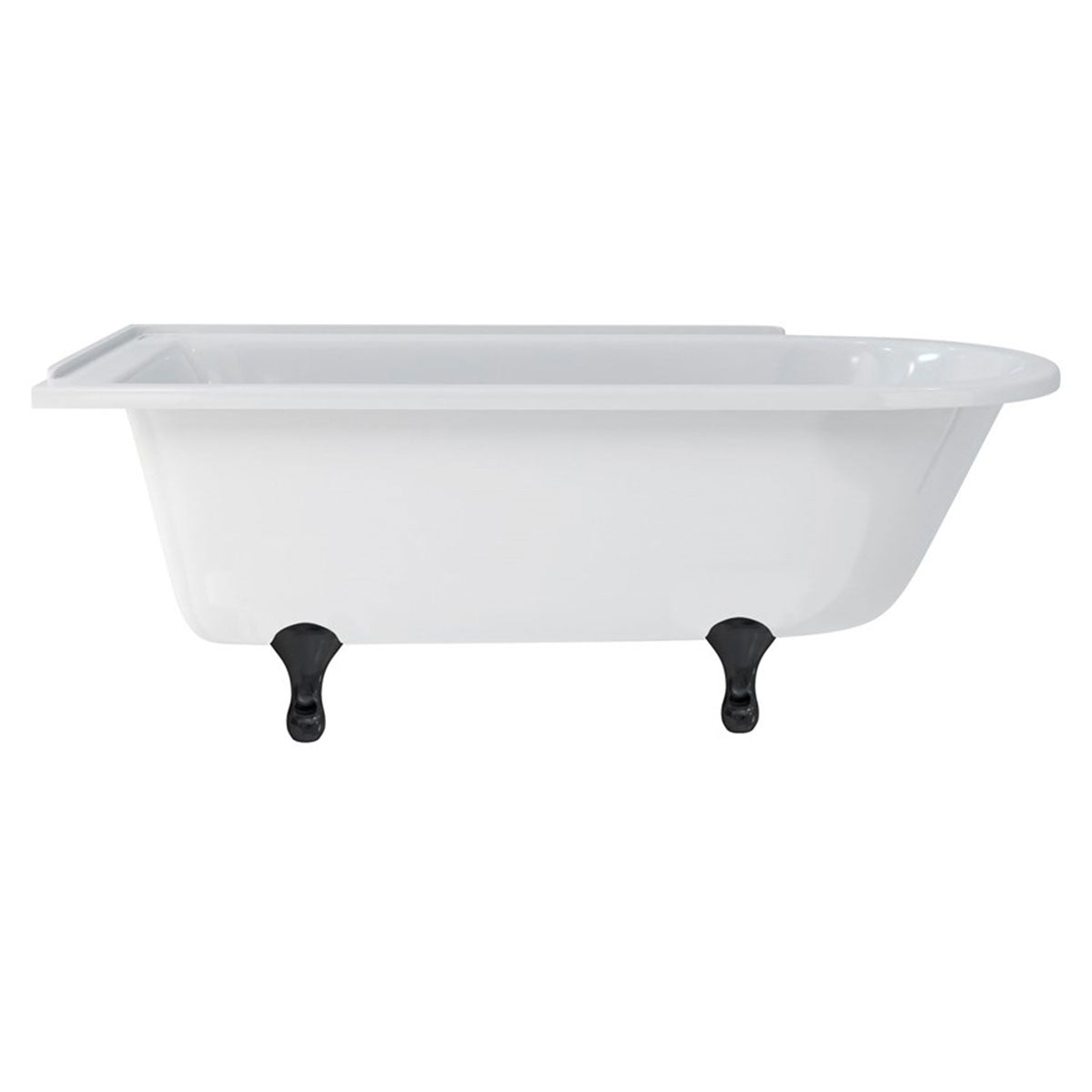 Burlington Hampton Left 1700mm Classical Feet Black Deluxe Bathrooms Ireland